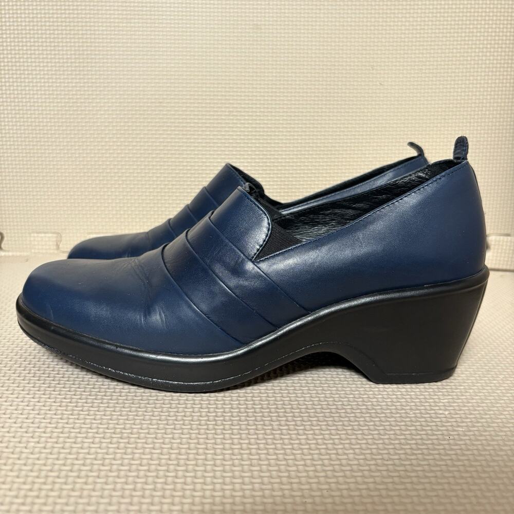 Dansko Womens Blue Leather Aubrey Pleated Slip-on Clogs Shoes EU 41/US 10.5 Work - Picture 1 of 11